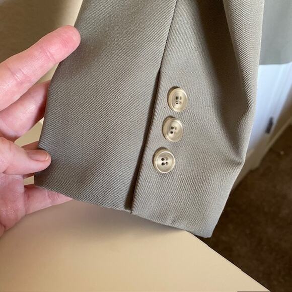 Talbots Blazer 1980s Khaki Green 100% Wool Pockets Shoulder Pads Women’s 8 - Picture 7 of 13